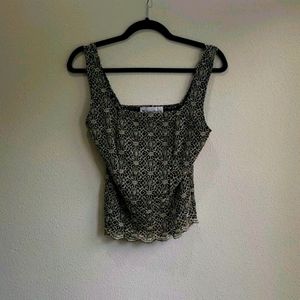 Dressbarn Embroidered Black Tank Top XS